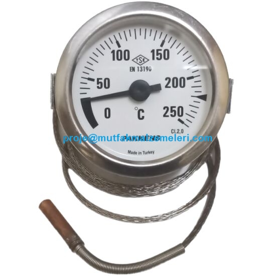 Pakkens 250 C° termometre, 1 metre dayanıklı kablosu ve arka montaj cıvatalarıyla fırın ve sanayi makinelerine kolayca takılır. Taş fırın ve pide lahmacun fırınlarında hassas sıcaklık takibi sağlayan orijinal ürünü sepete ekleyip güvenle sipariş verin.