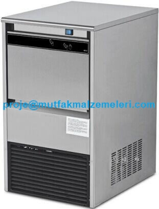 405x515x750 mm ölçülerinde, paslanmaz çelik gövdeli, kayar kapaklı dikey tip buz yapıcı. Alüminyum panelli bakır borulu evaparatör sistemine sahip endüstriyel buz makinesi. #EndüstriyelMutfak #BuzYapıcı