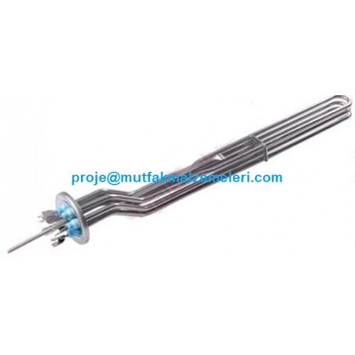 Winterhalter F1202 bulaşık makinesi rezistansı. 3x2000W 230V gücünde, 30x3.3 cm ölçülerinde paslanmaz Cr-Ni boyler ısıtıcısı. Buhar kazanı ve boyler tankı için sanayi tipi üniversal rezistans tamiri onarımında kullanılan teknik servis yedek parçası fiyat