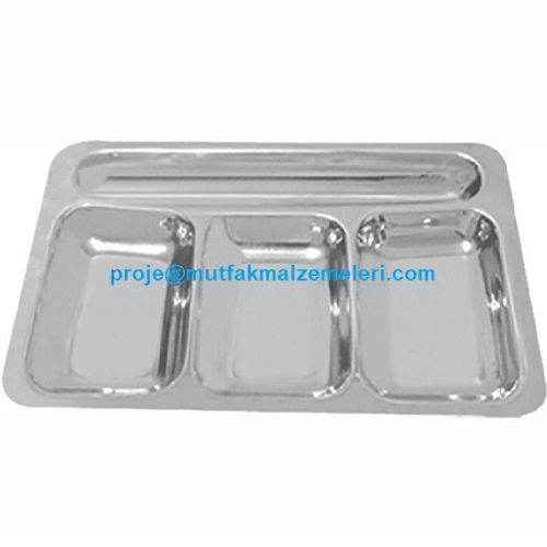 21x31 cm boyutlarında 0.60 mm paslanmaz çelikten üretilen 4 gözlü kreş tabağı; anaokulları ve kreşlerde hijyenik ve dengeli yemek servisi sağlar. Kırılmaya dayanıklı yapısıyla çocuk sağlığına uygun tabldot tabağını sepete ekleyerek satın alabilirsiniz.