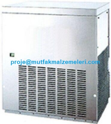 Orijinal buz depolama konteyneriyle birleştiğinde 350 kg küp buz biriktirme imkanı sunan, 125x58x84.8 cm ölçülerinde, 2 yıl garantili sanayi tipi büyük buz makinesi modülü.