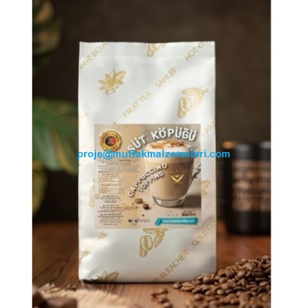 Otomatik kahve makinelerinizle mükemmel uyum sağlayan 750 gr Cappuccino Topping. Yoğun süt tadı ve kalıcı köpüğüyle kahve keyfini ikiye katlar. Ofis, kafe ve restoranlardaki makineler için hızlı, pratik ve lezzetli çözüm sunan profesyonel kahve tozu.