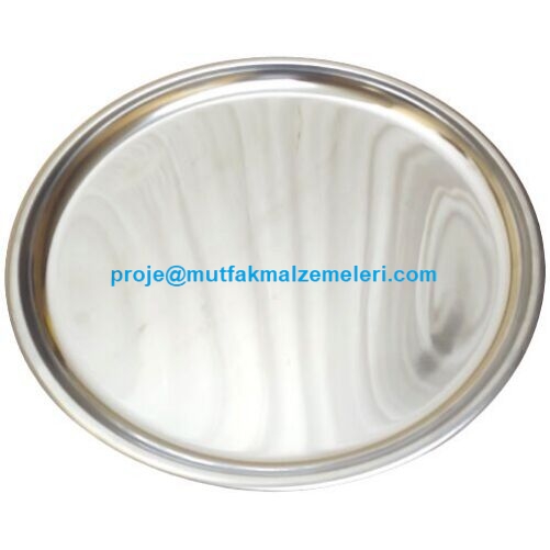430 kalite parlak paslanmaz çelikten üretilmiş 29 cm yuvarlak sunum ve servis tabağı. Çay, kahve, meze ve pasta ikramlarınızda profesyonel şıklık sağlar. Leke tutmaz, hijyenik ve uzun ömürlü yapısıyla işletmeniz için idealdir.