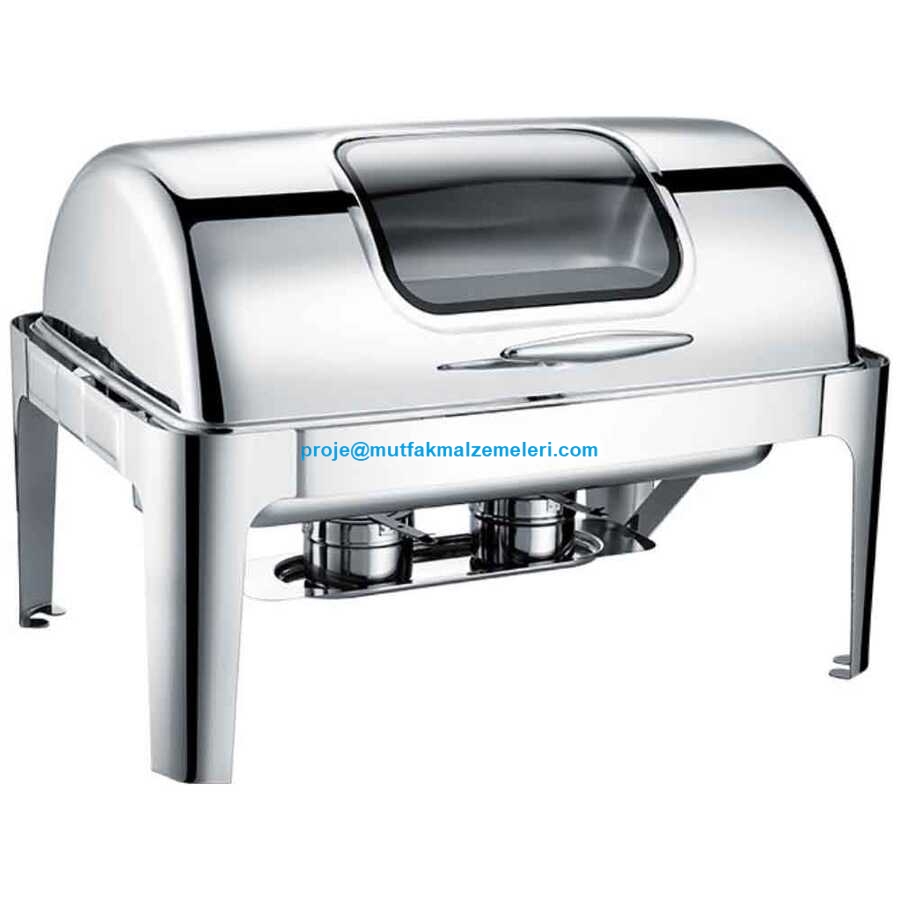 Sıcak servis için roll top chafing.