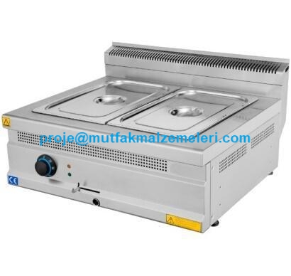 2 Küvetli paslanmaz çelik çift kaplı benmari - Set üstü profesyonel sıcak yemek servis ünitesi 80x70x30 cm #benmari #yemekisitici #mutfakekipmanlari #endustriyelmutfak