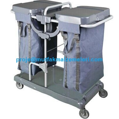 Endüstriyel tip brandalı çamaşır toplama ve dağıtma arabası, 20 kg ağırlığı ve 0,28 m3 koli hacmiyle kompakt ve dayanıklı bir yapıdadır. Çift torba özelliği sayesinde tekstil ürünlerini sınıflandırarak taşıma imkanı sunan profesyonel bir ekipmandır.