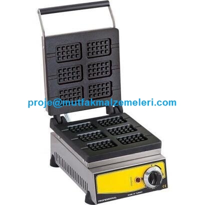 48x32x24 cm ölçülerinde paslanmaz çelik gövde, otomatik termostat ve 1500W elektrik gücü. Çubukta waffle pişirmek için tasarlanmış kalın döküm plakalı profesyonel makine.