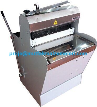 Ekmek Dilimleme Makinesi:Ekmek dilimleme makinesi 40 cm.lik olup ekmek fırınlarında,ekmek imalathanelerinde kullanılmaya uygun kaliteli ve sağlam AISI 304 paslanmazdan imal edilmiştir - Ekmek dilimleme makinesi satış telefonu 0212 2370749 - 2370750