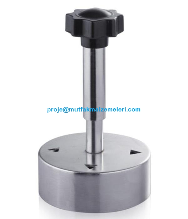 BO-3014 El Tipi Paslanmaz Hamburger Köftesi Kalıbı. 14 cm genişliğinde köfte basma aparatı, hassas gramaj ayar somunu ve gıdaya uygun hijyenik yüzey. Profesyonel restoran ve büfeler için dayanıklı, el tipi manuel köfte şekillendirme ekipmanı.