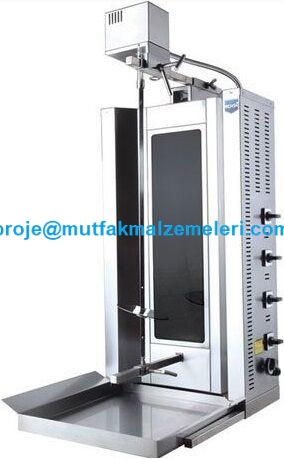 Robax termal camlı, üstten motorlu, 4 radyanlı paslanmaz çelik elektrikli sanayi tipi döner makinesi - 50 kg takma kapasiteli model.