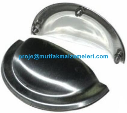 Endüstriyel mutfak tezgahları için paslanmaz çelik yarım ay çekmece kulbu. 3 cıvatalı montaj özelliği ve ergonomik alttan el girmeli tasarımıyla sanayi tipi inox mutfak ekipmanları için en dayanıklı kulp tutamak çözümü.İmalatçısından en kaliteli çekmecel