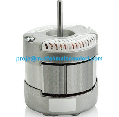 CH80/H35-CW ev tipi davlumbaz ve aspiratör fan motoru görseli. Silisli sac stator ve yüksek kalite alüminyum rotor yapılı, 5 uF kondansatörlü, sağ dönüş yönlü (CW) ankastre davlumbaz havalandırma motoru. Teknik çizim ve montaj detayları.İmalatçısından en