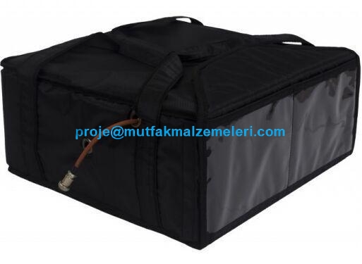 40x40 cm ölçülerinde, 12 volt rezistanslı ve Impertex kumaştan üretilmiş ısıtıcılı paket servis çantası. Motosiklet ve araç kullanımına uygun, ısıyı içeride hapseden özel yalıtımlı ve hijyenik sertifikalı profesyonel yemek taşıma ekipmanı.