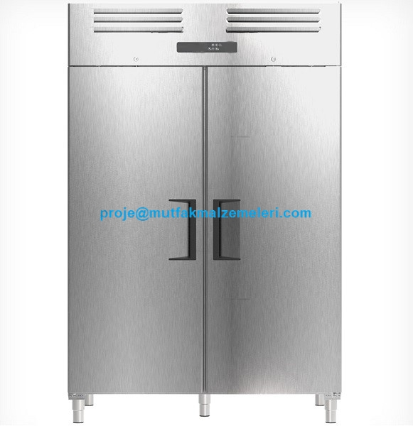Karaman DT-2NGN çift kapılı paslanmaz çelik sanayi tipi buzdolabı - 1400 Litre endüstriyel soğutucu 135x83.5x208 cm #karamanbuzdolabi #sanayitipibuzdolabi #endustriyelmutfak #paslanmazbuzdolabi