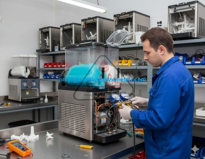 Karlı buzlu ve slush makineleriniz için güvenilir teknik servis noktası. Kompresör değişimi, hazne contası yenileme ve helezon motoru tamiri gibi tüm teknik ihtiyaçlarınız uzman ellerde. Atölyemize getirdiğiniz cihazlara özel hızlı ve ekonomik çözümler!