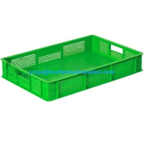 400x600x100 mm dış ölçülerinde, 985 gram ağırlığında plastik et ve tavuk kasası. Altı ve yanları delikli, sapı açık tasarıma sahiptir. %100 birinci kalite YYPE malzemeden üretilmiş olup UV katkılı yapısıyla endüstriyel kullanıma tam uygundur.