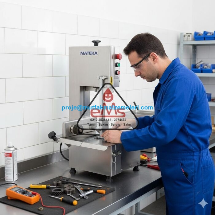 Sanayi tipi kemik kesme makineleriniz için uzman servis desteği. Set üstü, ayaklı veya otomatik tüm modellerin tamiri atölyemizde gerçekleştirilir. Yaylık paslanmaz çelik bıçak imalatı, motor ve kayış değişimi gibi teknik ihtiyaçlarınız için buradayız.