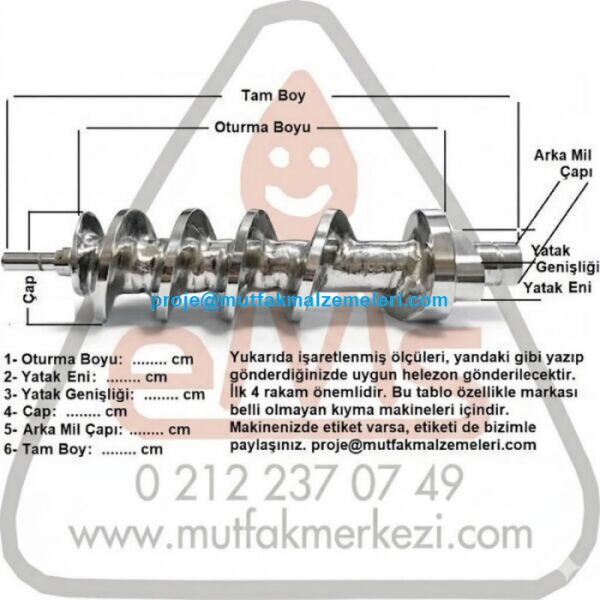 Kasap, restoran ve yemekhanelerdeki endüstriyel kıyma makineleri için paslanmaz çelik helezon (burgu) milleri! Markasız makineler dahil tam uyumlu helezon çeşitleri, doğru ölçü tablosu, aşınma belirtileri ve bakım ipuçlarıyla en detaylı teknik rehber burada. Hemen inceleyin, doğru parçayı seçin!