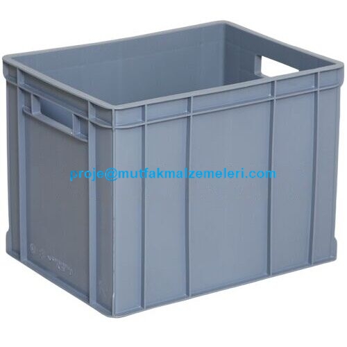 RAL7046 gri ve RAL5002 koyu mavi renkli, ergonomik açık kulp tasarımına sahip 29x39 cm kulplu evrak sepeti görseli. Pürüzsüz kapalı iç yüzeyi ve dayanıklı PP plastik gövde yapısını gösteren stüdyo ürün çekimi.