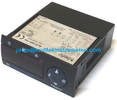 Beta BL33-2601-16A model market buzdolabı termostatının ön panel görünümü. Cihazın dijital ekranı, kontrol butonları ve marka logosunun detaylı şekilde seçilebildiği, endüstriyel soğutma sistemlerine entegrasyonu gösteren profesyonel ürün görünümü.