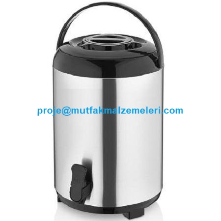 9.5 litre kapasiteli, parlak paslanmaz çelik dış yüzeyli, altında üç adet katlanabilir denge ayağı bulunan, ön panelinde pratik döküm musluğu ve taşıma kulpuyla profesyonel tip sıcak-soğuk içecek termosu.