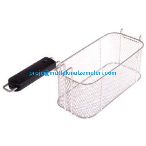 Paslanmaz Fritöz Süzgeçi:Krom endüstriyel fritöz kızartma süzgeçlerinden 33x13x14 cm ölçüsü olan bu fritöz kızartma süzgeçinin üretimi özel olarak yapılmış olup paslanmaz önden kancalı model fritöz kızartma süzgeçidir.Her markadaki sanayi tipi fritözler 