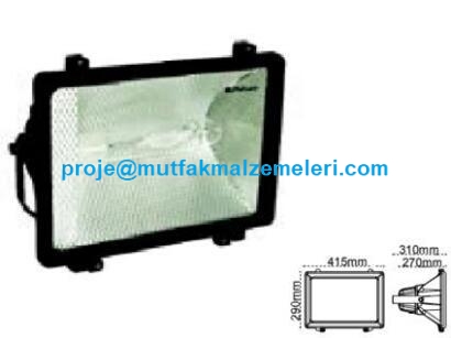 Siyah gövdeli, yüksek performanslı, 400 Watt metal halide ampul uyumlu projektör gövdesi. Geniş açılı yansıtıcısı ve dayanıklı cam yapısıyla endüstriyel ve dış mekan kullanımına uygun aydınlatma armatürü.