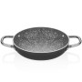 16 cm granit yumurta sahanı, 3 mm alüminyum gövde ve 0,56 litre kapasiteye sahiptir. 304 paslanmaz çelik kulp, AG2 alaşım perçin, düz taban, siyah non-stick 2 kat ve gri granit 2 kat yüzeyiyle kahvaltılık hazırlıkları için uygundur.