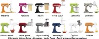 Ekstra satın alınabilen Kitchenaid mikser aksesuarları;Kitchenaid makarna aparatı Kitchenaid makarna kesme aksesuarı Kitchenaid ravioli açma aparatı Kitchenaid sucuk sosis dondurma aparatı dilimleme sebze meyve sıkacağı aksesuarı rendeleyici öğütücüsü