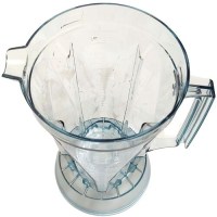 Ticari bar blender sürahisinin üstten görünümü. Malzeme ekleme kolaylığı sağlayan geniş ağız yapısını, iç köşelerin pürüzsüz kavislerini ve tabandaki bıçak mekanizması montaj yuvasını gösteren üst açı çekimi.