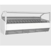 Genişliği 267 cm olan dondurma satış dolabı, R290 çevreci gazı ve LED aydınlatması ile mükemmel sunum imkanı sağlar. 30 adet 5 lt dondurma kasesi kapasiteli, otomatik defrostlu ve elektronik ısı kontrollü profesyonel muhafaza dolabını hemen satın alın.