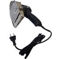 JP.100E model, ergonomik kabzalı elektrikli döner kesme bıçağı. 100 mm paslanmaz dairesel bıçaklı, kablolu kullanım, siyah/gri profesyonel tasarım. Dönerciler için hızlı ve ayarlanabilir kalınlıkta kesim sağlayan yardımcı mutfak aleti. #DönerBıçağı