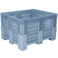 1000x1200 mm ölçülerinde, 2400 kg statik kapasiteli, altı ve yanları delikli endüstriyel taşıma ve depolama sepeti.
