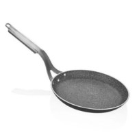 28 cm granit krep yapma tavası, 1 kg ideal ağırlığı ve düz taban tasarımı ile endüstriyel ocaklarda homojen ısı dağılımı sunar. En ince krep ve pankekler için profesyonel seçim.