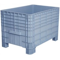 800x1200 mm ölçülerinde, RAL7046 gri renkli, altı ve yanları tamamen kapalı topuklu lojistik taşıma kasası görseli. Dengeli duruş sağlayan 4 adet taban topuğu ve yüksek mukavemetli YYPE plastik gövde yapısını gösteren endüstriyel ürün çekimi.