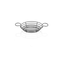 25x18 cm ölçülerindeki metal sunum sepeti, kulplu çelik tel gövdesi ve oval tasarımıyla patates, hamburger ve atıştırmalık servislerinde kullanılır. El işçiliği ve fırın boya ile üretilmiştir. Bulaşık makinesinde yıkamayınız.