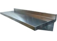 125x40 cm boyutunda, pürüzsüz yüzeyli, 6 cm arka sırtlı ve alt kısmında 19 cm'lik üçgen bayrak destekleri bulunan paslanmaz çelik duvar rafı. Bardak, tabak ve baharatlık dizimine uygun sanayi tipi mutfak ekipmanı, krom duvar rafı.