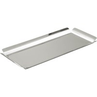 Açık büfeler, pastaneler, oteller ve restoranlarda pasta, tatlı ve meze teşhiri için 304 kalite krom paslanmaz çelikten üretilmiş; 14x30 cm dikdörtgen ölçüsü, kararmayan parlak yüzeyi ve modern formuyla şık servis sağlayan dekoratif teşhir tepsisidir.