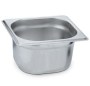 7,6x16,2 cm ölçülerinde ve 20 cm derinliğinde GN 1/6 paslanmaz çelik meze küveti. 3,4 litre hacimli, endüstriyel mutfak tipi krom gastronom saklama kabı.