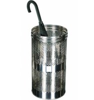 İmalatçısından silindirik yapılı, parlak yüzeyli paslanmaz çelik şemsiyelik. Modern tasarıma sahip, 50 cm yüksekliğinde dayanıklı şemsiye standının mağaza girişi ve ofis kullanımı için detaylı ürün görseli. #Şemsiyelik