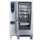 20 adet GN 2/1 gastronom tepsi kapasiteli, dikey tip Rational CombiMaster Plus kombi fırın. Paslanmaz çelik gövdeli, dijital ekranlı, et problu ve otomatik temizleme sistemli profesyonel gazlı konveksiyonlu fırın görseli.