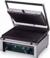 410x410x205 mm dış ölçülere sahip, 380x280 mm döküm yüzeyli sanayi tipi tek kapaklı tost makinesi. Büfe ve kantinler için üretilmiş 2,25 kW gücünde profesyonel tost makinası.