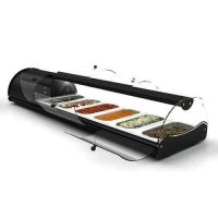S4N Self Servis Meze Dolabı: 1085x395x245 mm ölçülerinde, LED aydınlatmalı ve paslanmaz gövdeli. Ön ve arka 4 kapısı sayesinde çift taraflı erişim sağlar. +2/+6 derece hassas soğutma. Profesyonel mutfaklar için 2 yıl garantili şık ve dayanıklı çözüm.