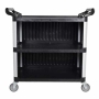 Hastaneler ve restoranlar için hijyenik kapalı servis arabası. Küf önleyici ergonomik tutma yerleri ve iz yapmayan sessiz tekerlekler.