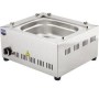 İmalatçısından paslanmaz krom çelikten üretilen set üstü sosis haşlama ve sosis ısıtma makinesi. Kompakt tasarımıyla büfe ve kafeler için ideal, termostat kontrollü ve 1.25 kW ısıtma gücüne sahip profesyonel sosis sıcak tutucu ünitesi.