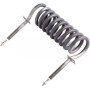 Venarro ve Senoven konveyörlü fırınlar için kaliteli Incoloy borudan helezon silindir şeklinde spiral olarak sarılmış, iki ucunda sabitleme kulakları ve vida dişli elektrik bağlantı terminalleri yer alan endüstriyel fırın rezistansı görselii.