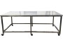 250 cm uzunluğunda, 120 cm genişliğinde 304 kalite paslanmaz çelik tekerlekli tezgah. 40x40 mm kalın profilli 6 ayağı, kilitlenebilir tekerlekleri ve pürüzsüz üst yüzeyi ile profesyonel mutfaklar için üretilmiş mobil hazırlık ünitesi.