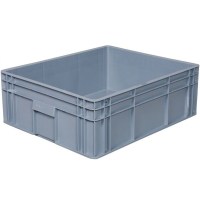 Gri renkli 50X60 taşıma kasası. Yanları ve altı kapalı profesyonel taşıma kutusu. 30 kg kapasiteli, 1. kalite plastik hammadde kullanılarak üretilmiş sanayi kasası. Tekstil, depolama, arşivleme sektörlerine uygun,iplik bobini ve yedek parça saklamak için