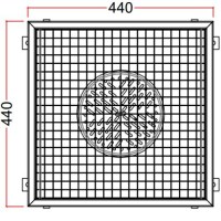 Yandan çıkışlı paslanmaz çelik yer süzgeci. 440x440x135 mm ölçülerinde petek ızgaralı, ayarlanabilir ayaklı sanayi tipi mutfak yer gideri. Ø75 mm PVC boru bağlantısına uygun krom drenaj süzgeci imalatçısı.Endüstriyel su tahliye kanalı imalatı.