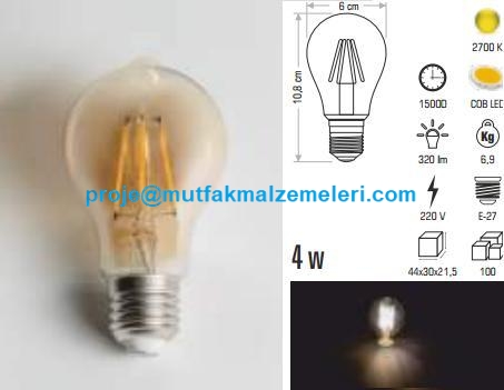 Rustik Ampul:Rustik ampul modellerinden olan bu rustik led ampul E14 duy uyumlu olup 4 Watt gücünde dekotif ve modern bir görünüme sahiptir - Rustik ampul satışı 0212 2370759